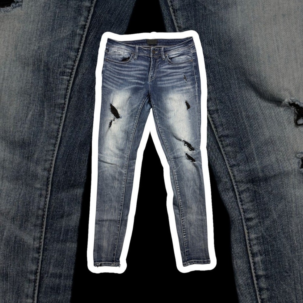 Buckle Black Fit No. 53 Skinny Jeans Womens 28x32 Distressed Blue Denim BBW5501
